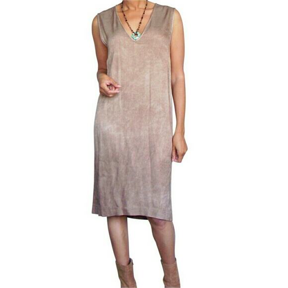 J BRAND minimalist sleeveless v-neck tan shift dress Size 2 - Picture 1 of 7